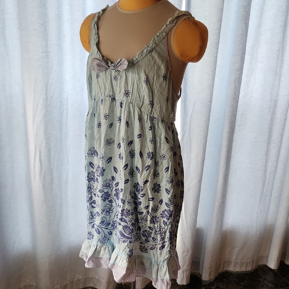 Floral Blue and White Nightgown By ANTHROPOLOGIE, Sz L